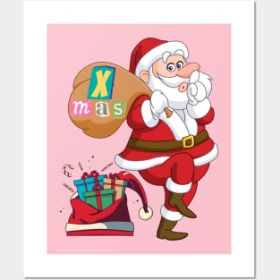 Santa Claus with a bag of presents Posters and Art